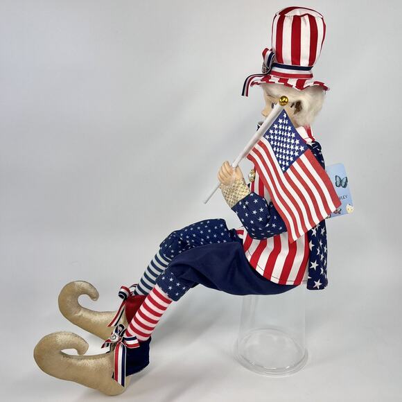 Cynthia Rowley 28" Flag Patriotic Elf Doll Americana July 4th Figure Set Of 2 - Picture 13 of 16